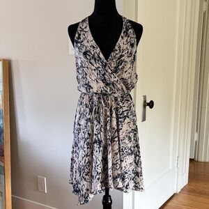 Eight Sixty navy & pink Sleeveless Wrap Midi Dress